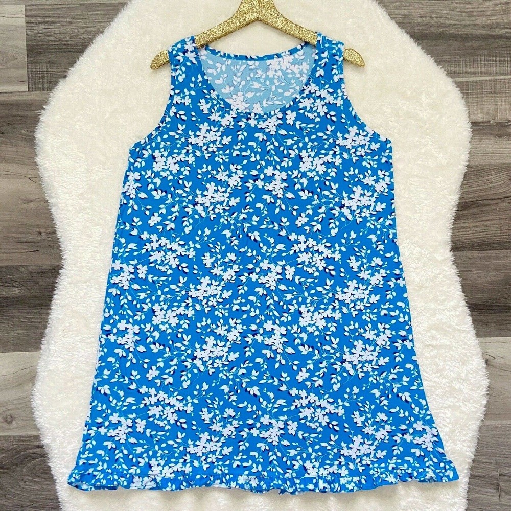 Draper James Blue Shadow Floral Nightie Ruffle Pajama Dress XXL - XXXL